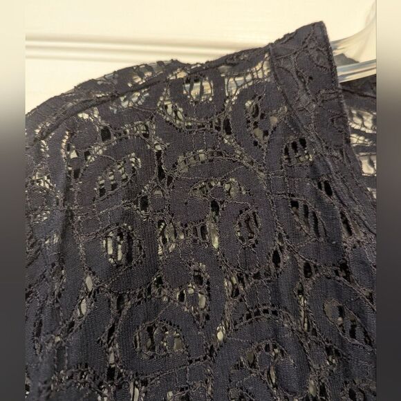 Ruby Rd. Women's Black Navy Lace Sheer 3/4 Sleeve Embellished Button Shirt 18W - Picture 4 of 8